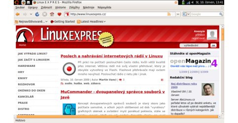 Okno Firefoxu zvětšené pomocí Maximu