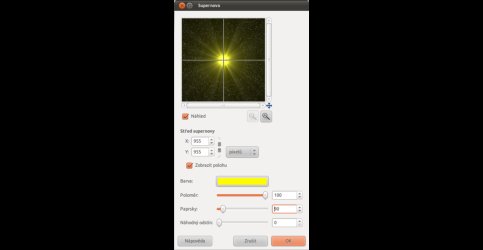 Dialogové okno pro vytvoření supernovy