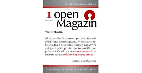Kliknutím na obrázek si stáhnete openMagazin 01/2011 ve formátu ePUB