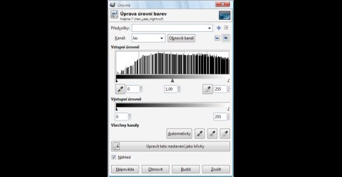 Úrovně slouží – podobně jako Křivky – k tonálním úpravám v obrázku