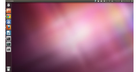 Ubuntu 11.10 Oneiric Ocelot s kontroverzním rozhraním Unity a levým panelem podobným docku z Mac OS X