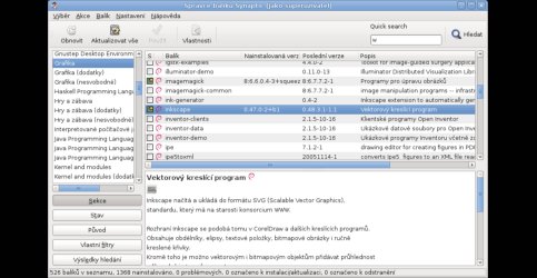 Instalace, odinstalace a aktualizace programů v distribuci Debian (nástroj Synaptic)