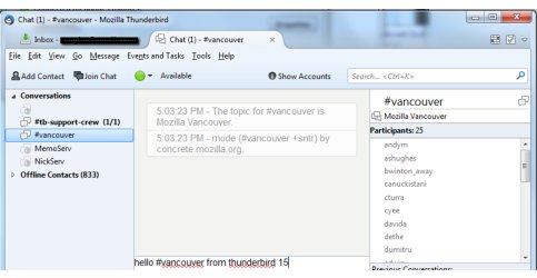 Thunderbird 15 a IRC