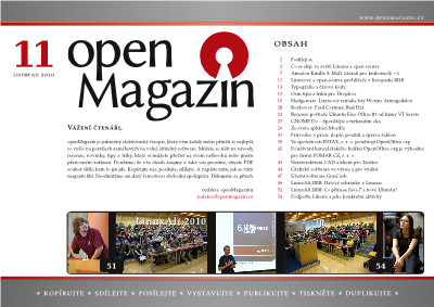 Titulní strana openMagazinu 11/2010