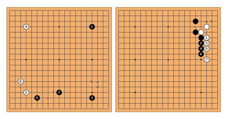 Vlevo fuseki a vpravo joseki