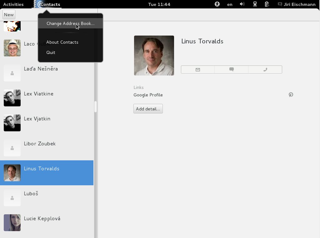 GNOME 3.4 – Kontakty