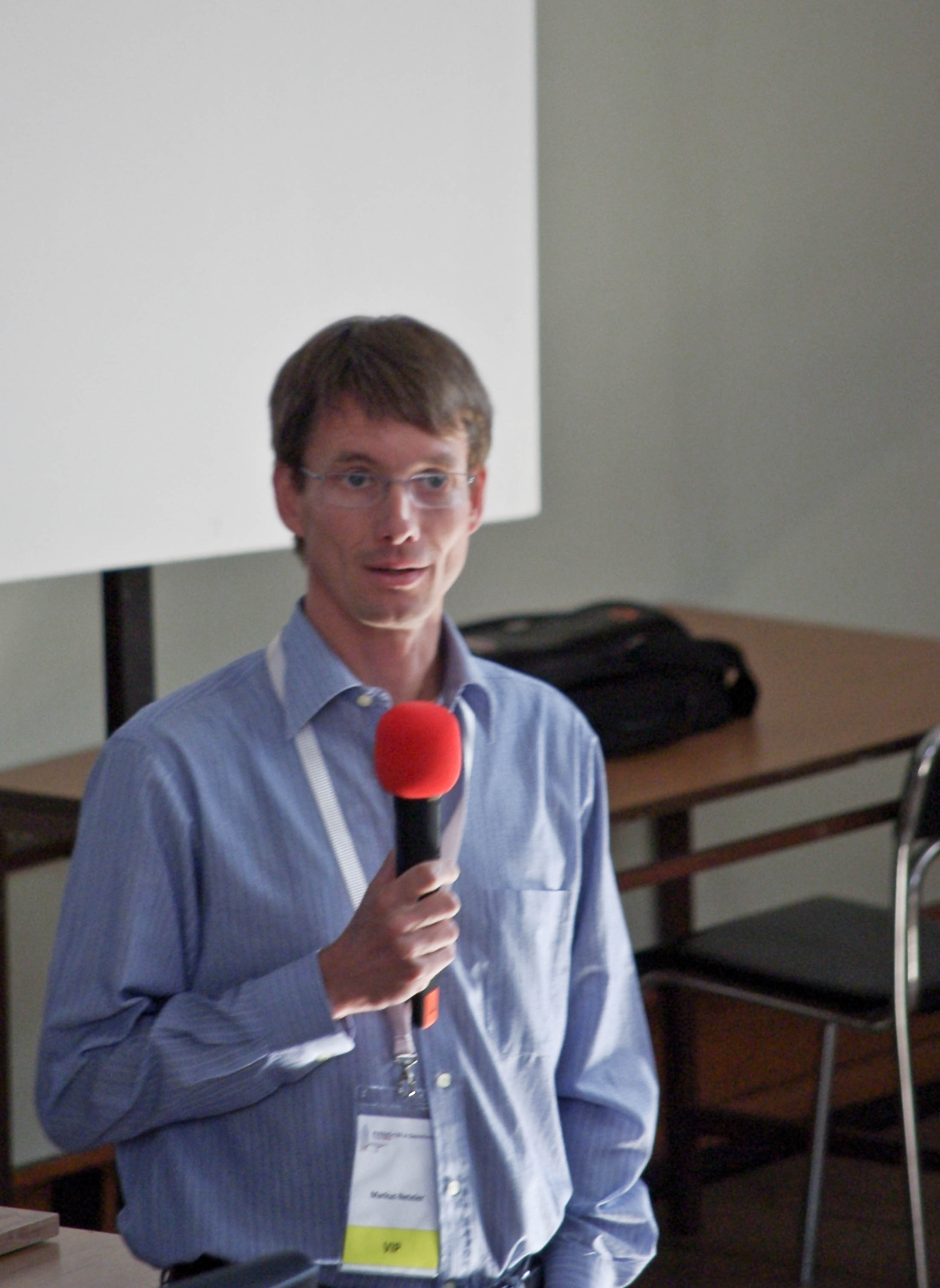 Markus Neteler v průběhu přednášky From Open Source to Open Science