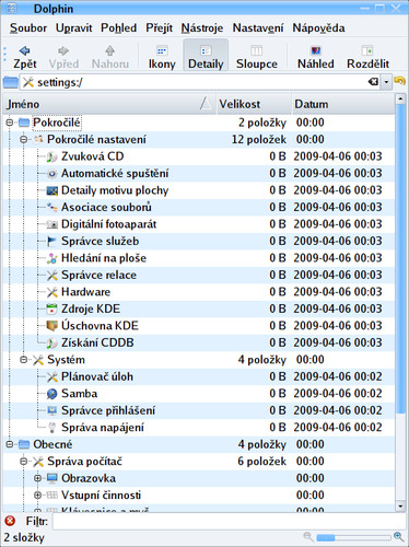 Dolphin zpřístupní také nastavení KDE4