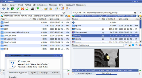 Krusader 2.0.0 - FTP, SSH připojení s náhledy