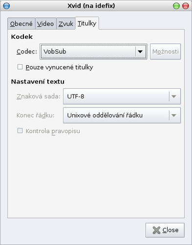 Nastavení titulků