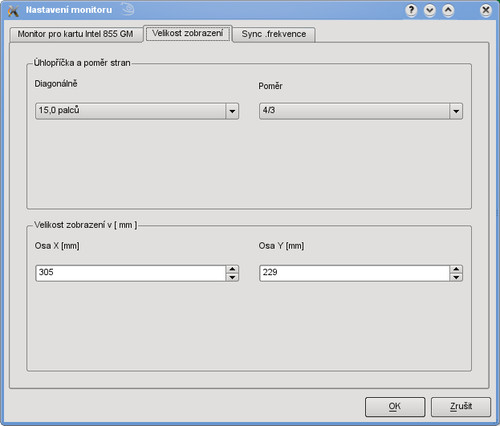 Velikost zobrazení na monitoru