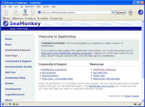 SeaMonkey 2.0 na Windows XP, zdroj www.seamonkey-project.org