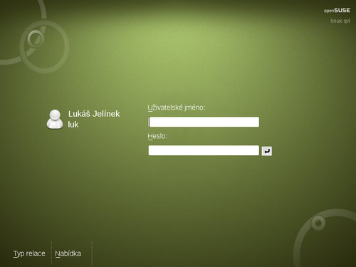 Přihlašovací obrazovka v openSUSE 11.2