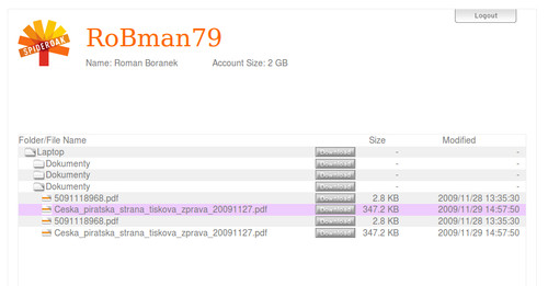 SpiderOak: Webové rozhraní umožňuje pouze stahování souborů