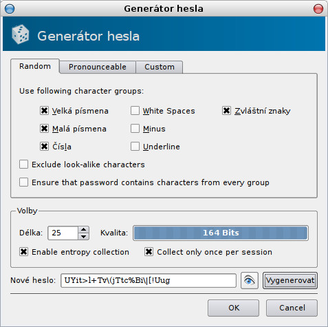 Zcela náhodná hesla generátoru hesel