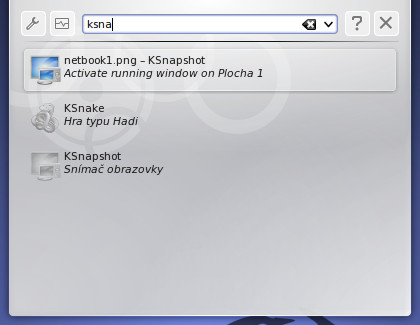 KRunner nabízí i přepnutí na běžící aplikace