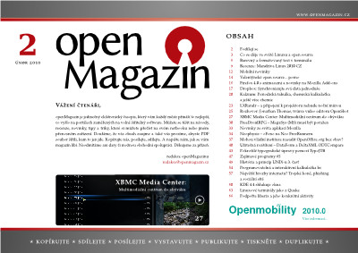Titulní strana openMagazinu 2/2010