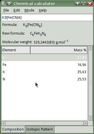 GChemCalc, kalkulačka do chemie