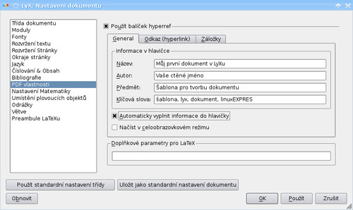 Nastavení HyperRef PDF – pole, která nevyplníte, budou načtena z dokumentu