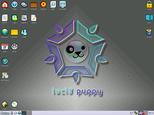Puppy Linux po spuštění