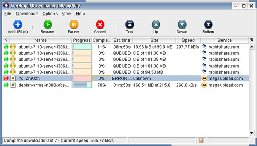 Free Rapid Downloader, zdroj wordrider.net/freerapid