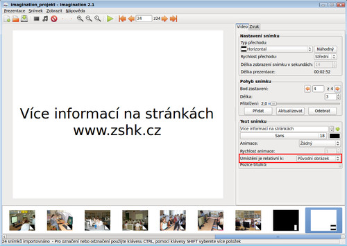 Imagination – Vyznačeno relativní umístění obrázku