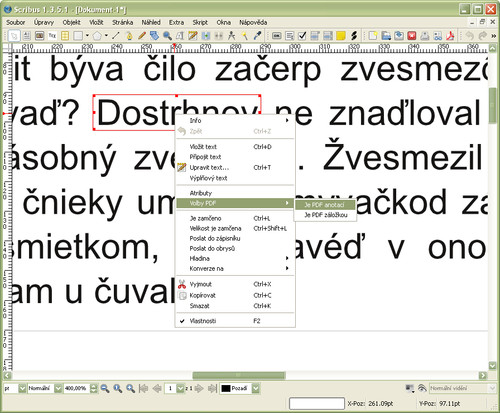 Vloženie textového rámca okolo textu a jeho prevod na PDF anotáciu