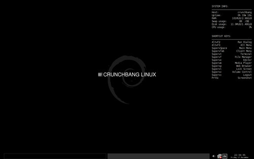 Vítá vás CrunchBang Linux