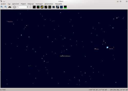 KStars v režimu OpenGL