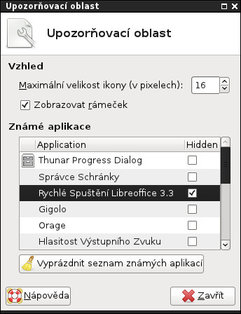Skrytí Rychlého spuštění LibreOffice