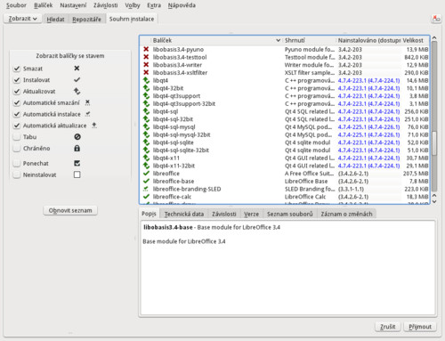 Správce programů – Souhrn instalace