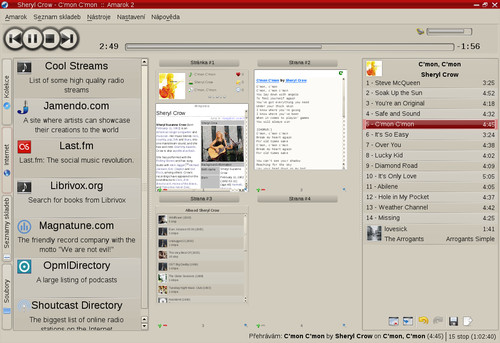 Amarok2 -  dostupné internetové služby
