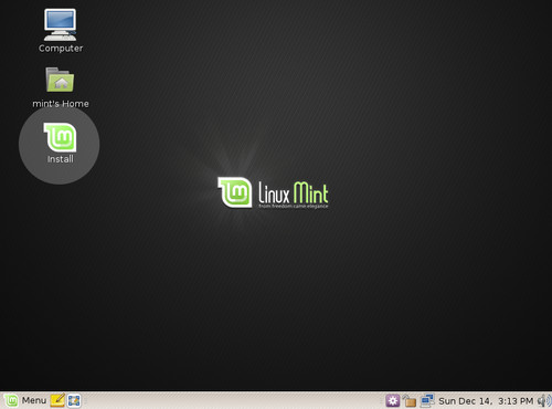 Instalační ikona na live CD LinuxMint 6 Felicia