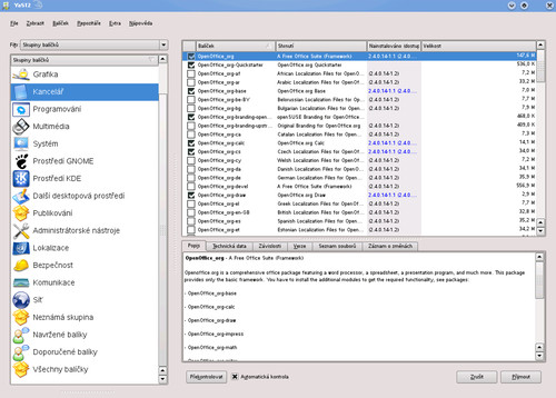 Správce softwaru v openSuSE 11 (Yast)