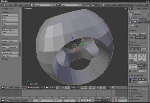 Typický WYSIWYG 3D modelovací nástroj Blender