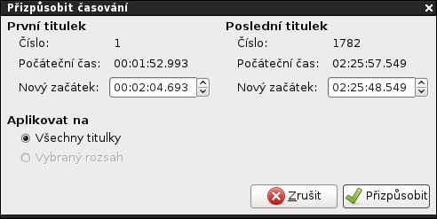 Nastavte nový začátek prvnímu a poslednímu titulku