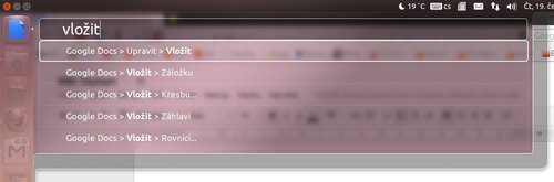 Google Docs v Ubuntu a v nabídce HUD