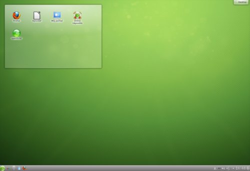 Výchozí vzhled plochy openSUSE 12.2 těsně po instalaci