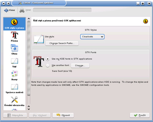 Nástroj pro úpravu vzhledu v OpenSuSE 11