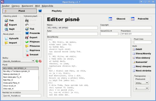 Seznam písní a jejich editace