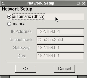 Nastavení sítě - je libo DHCP, nebo nastavit ručně?