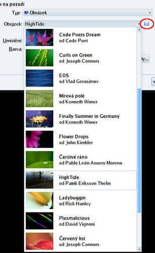 Výběr tapety ze seznamu