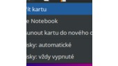 Místní nabídka Notebooku
