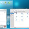 Vzhled současného KDE 4.3: Vlevo je hlavní nabídka, vpravo správce souborů Dolphin