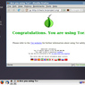 Sieť TOR vždy zobrazí informáciu o úspešnom pripojení