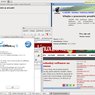 GNOME plné okének – vidět jsou informace o GNOME, OpenOffice.org, dál je spuštěný Update Manager a na pozadí i Iceweasel (přejme