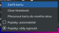 Místní nabídka Notebooku