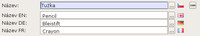 Vícejazyčné pojmenování položky ve skladu.