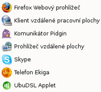 UbuDSL Applet v nabídce aplikací