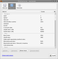 FireGestures: Přednastavená gesta